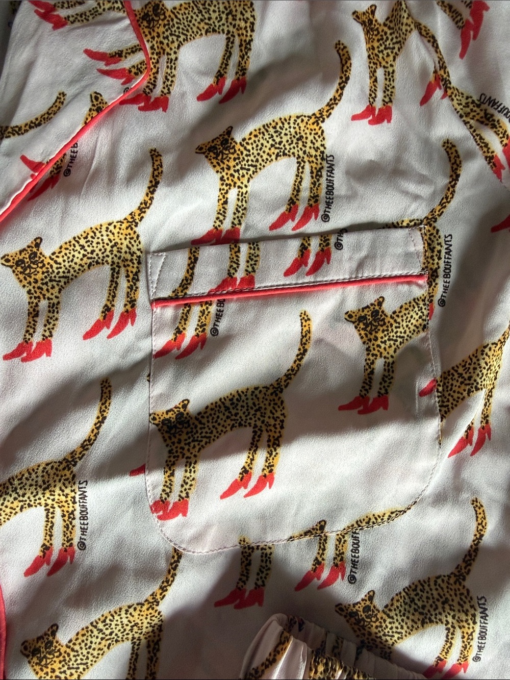 Women's Short Pajama Set - White & Gold Cheetah Print by - Picture 3 of 5